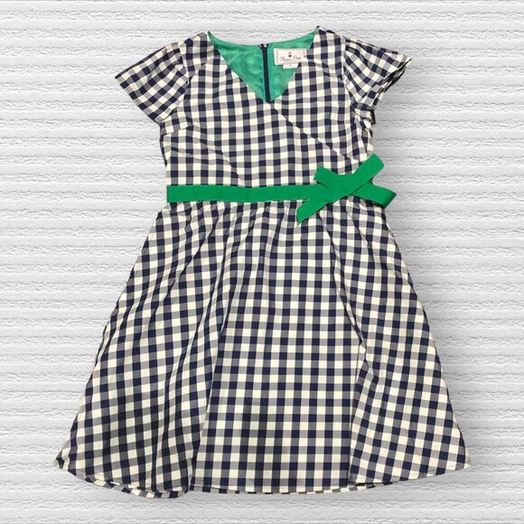 Classic Prep Ann Dress Midnight Gingham Taffeta Girls Size 8 NWT - Picture 1 of 4